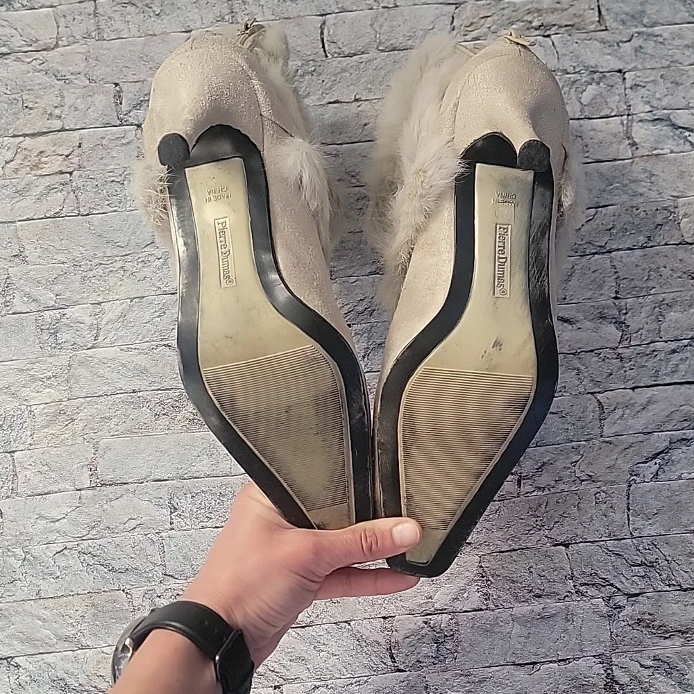 Pierre Dumas 3 Inch Heel Boots with Faux Fur Cream - Picture 8 of 12